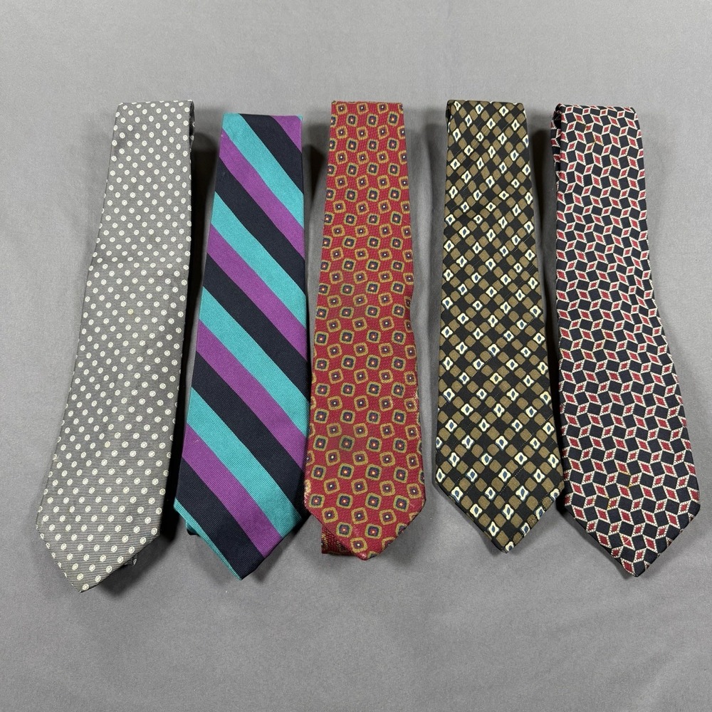 Lot of 5 Brooks Brothers Men's Ties – 100% Silk, Made in USA, Assorted Patterns